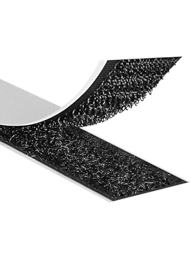 1m long reusable Velcro magic tape with a 1m x 2.3cm loop, adhesive backing, mounting strip, for home and office use, black - Image 1